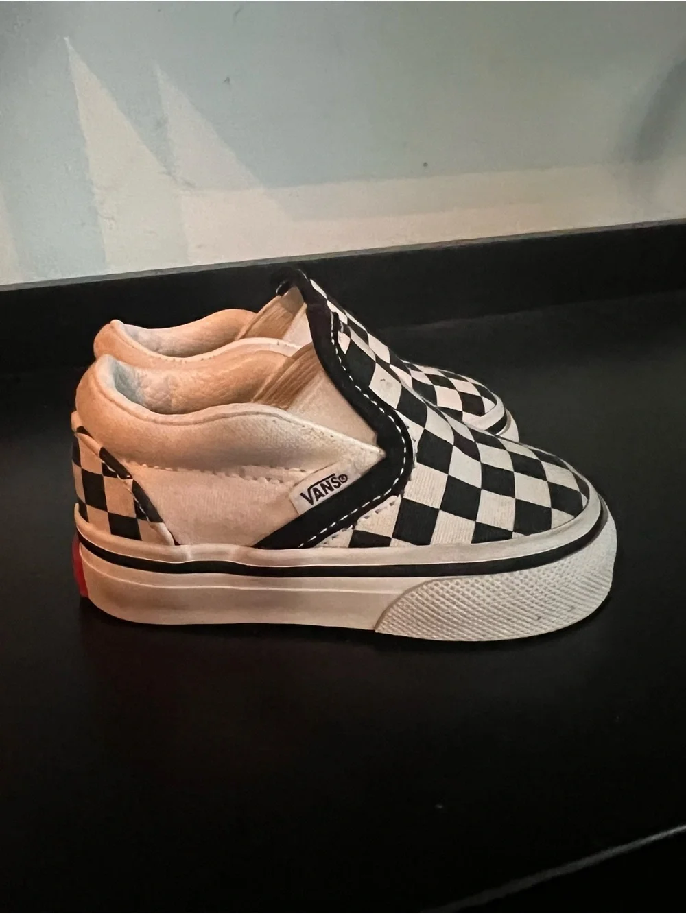 Vans Toddler Baby Size 2 Checkerboard Black White Sneakers